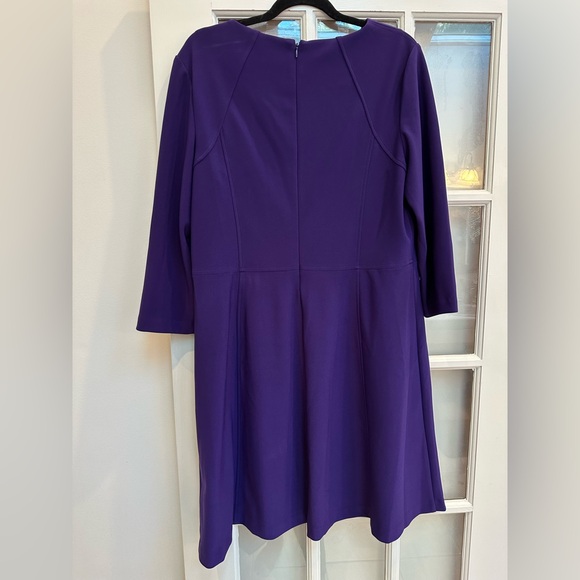 LRL Lauren Ralph Lauren Purple 3/4 Sleeve Ponte Cocktail Dress Plus Size 16 - Picture 5 of 14